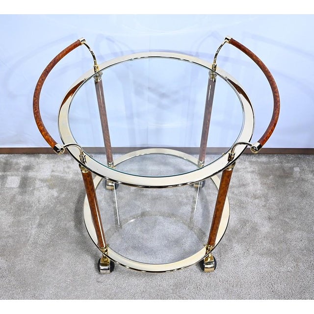 Roller Table in Glass and Gold Metal, 1980s For Sale - Image 12 of 15
