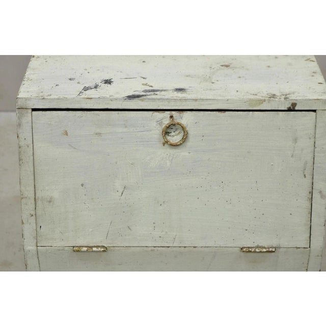 Green Vintage Arts & Crafts Wooden Green Painted Shoe Polish Box Tool Chest For Sale - Image 8 of 12