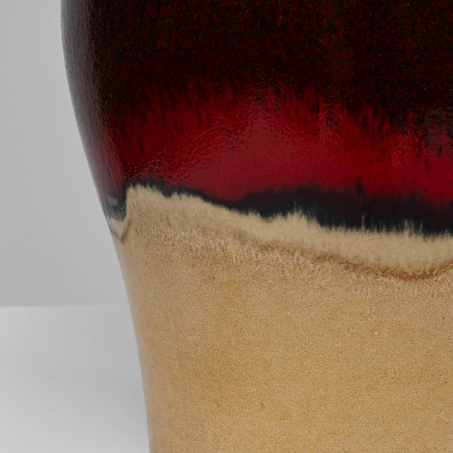20th Century German Red And Tan Ceramic Table Lamp For Sale - Image 10 of 18