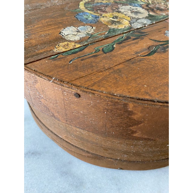 Vintage Hand Painted Wooden Round Box For Sale In Austin - Image 6 of 9