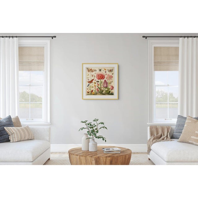 Insects and Flowers – Natural History Fine Art Print This captivating fine art print reproduces a richly detailed natural...