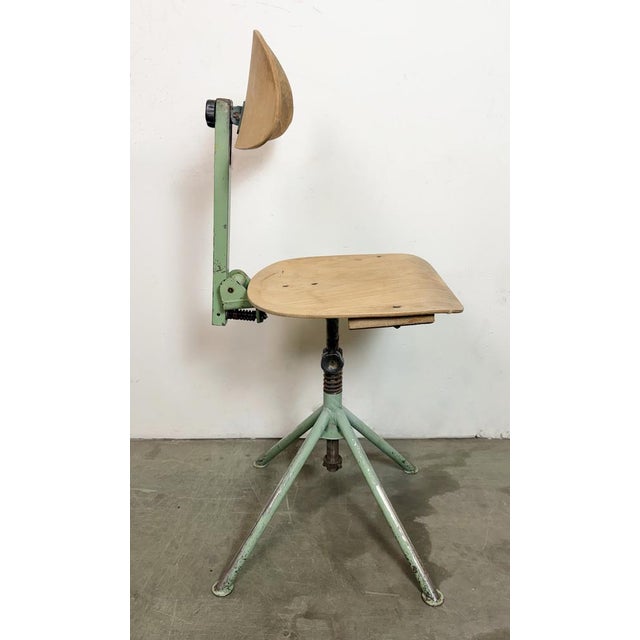 Industrial Green Workshop Chair, 1950s For Sale - Image 9 of 18
