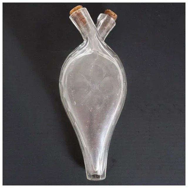 Glass English Etched Glass Double Neck Gimmel Flask Perfume Bottle For Sale - Image 7 of 8