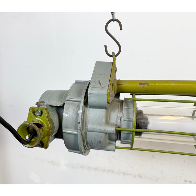 Soviet Industrial Grey Hanging Tube Light, 1970s For Sale - Image 13 of 18