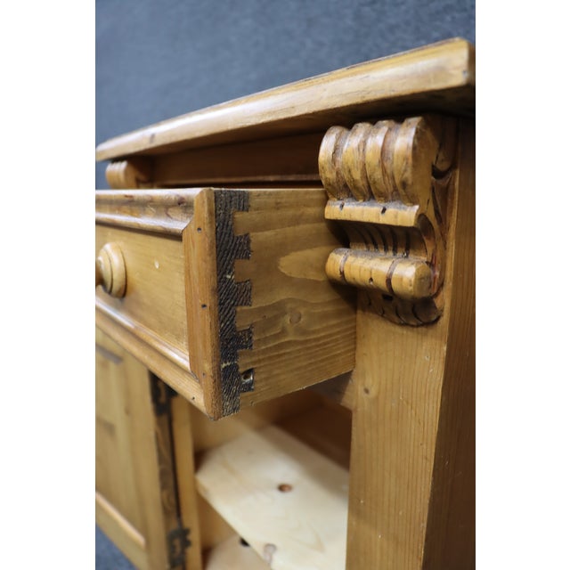 Brown Antique Scandinavian Pine One Drawer Cabinet Nightstand For Sale - Image 8 of 12