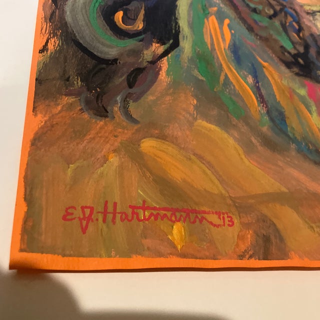 2010s Contemporary Original E.J.Hartmann Abstract Male Portrait Painting Signed For Sale - Image 5 of 6