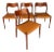 Set of Four 4 Bespoke Møller Model #71 Dining Chairs in Teak & Leather Attributed to Niels Møller for j.l. Møllers Møbelfabrik, Denmark, 1960s For Sale