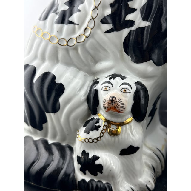 Large Staffordshire Spaniel Dog and Pup Figurines For Sale - Image 9 of 9