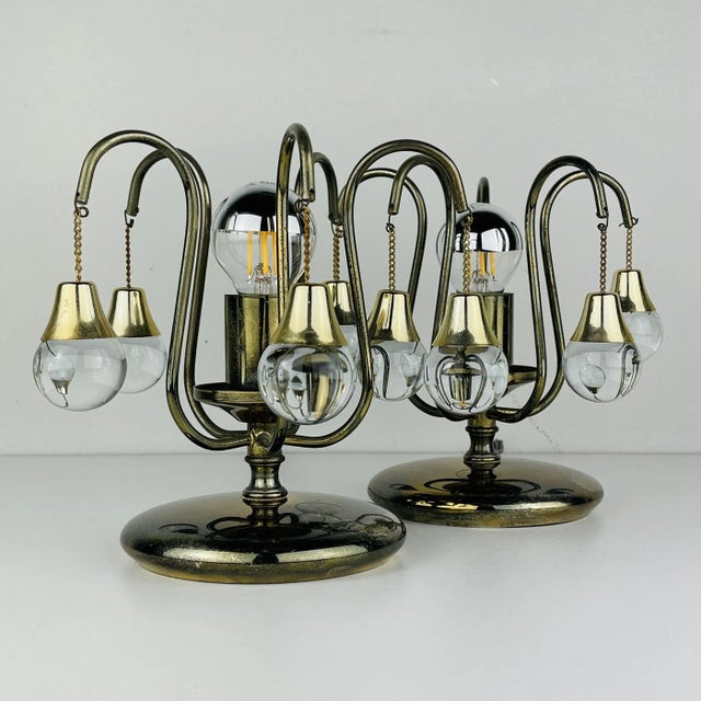Pair of beautiful table lamps made in Italy in the 1960s. Charming vintage table lamps will decorate your bedroom,...