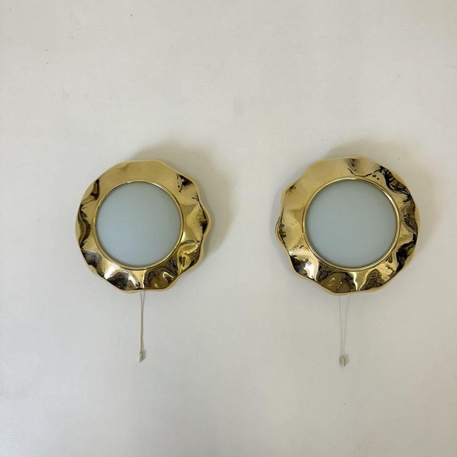 Brass and Glas Sunburst Wall Lamps, 1970s, Set of 2 For Sale - Image 11 of 18