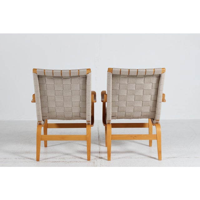 1970s Vintage Eva Lounge Chairs in Beech with Webbing by Bruno Mathsson for Dux, 1970s, Set of 2 For Sale - Image 5 of 17