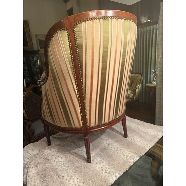 Louis XVI Style Pair of French Bergeres For Sale - Image 16 of 17