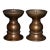 Pair of Bronze Candle Holders — Curved Dish & Trumpet Base, Aged Patina For Sale