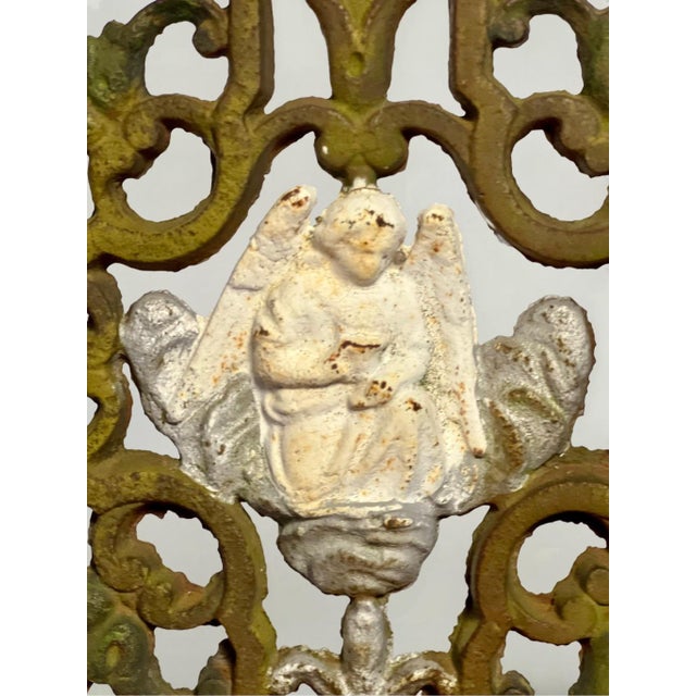 19th Century French Cast Iron Standing Cross With Angel For Sale In Philadelphia - Image 6 of 11