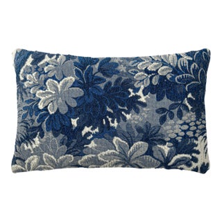 Scalamandre 14" x 22" Ridge Edge Lumbar Pillow in Blue Shadow For Sale