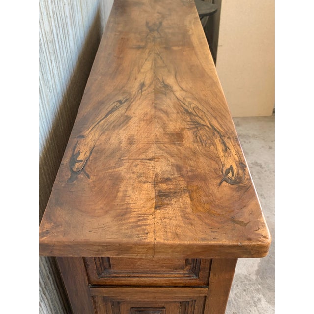 Late 19th Century 19th Catalan Spanish Baroque Carved Light Walnut Credenza For Sale - Image 5 of 9