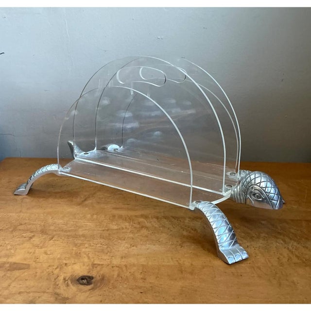 Vintage Lucite and Metal Turtle Magazine Rack For Sale - Image 12 of 12