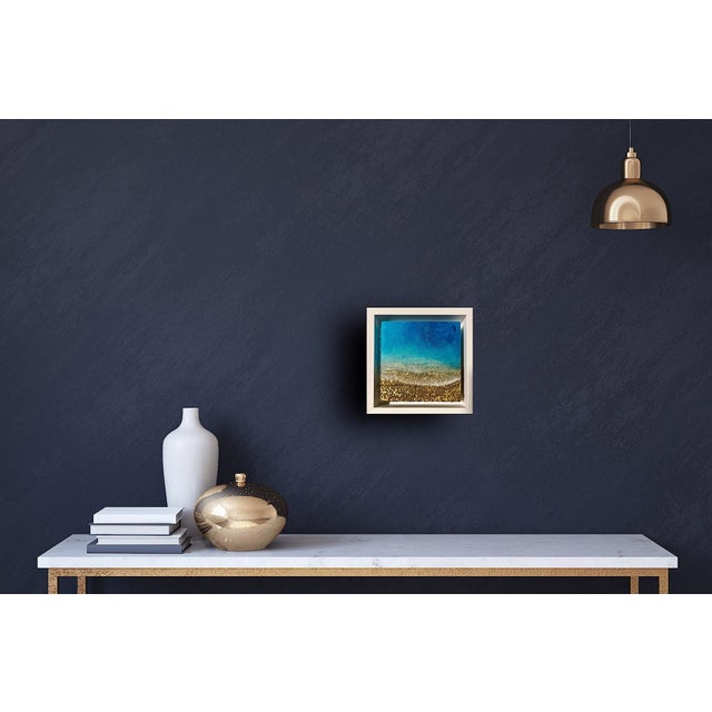 Contemporary The Ocean Heals by Ana Hefco | Mixed Media on wood panel Abstract ocean scene with waves and sand. For Sale - Image 3 of 5