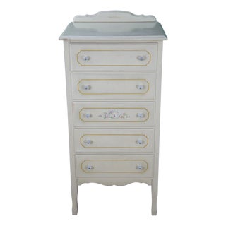 Vintage French Provincial White Painted Lingerie Chest Semainier Dresser Chic 45" For Sale