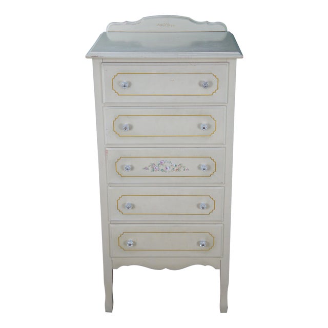 Vintage French Provincial White Painted Lingerie Chest Semainier Dresser Chic 45" For Sale