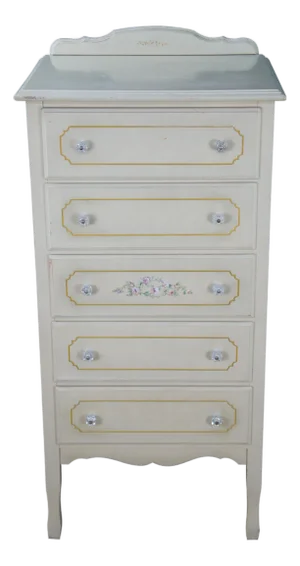 Vintage French Provincial White Painted Lingerie Chest Semainier Dresser Chic 45"