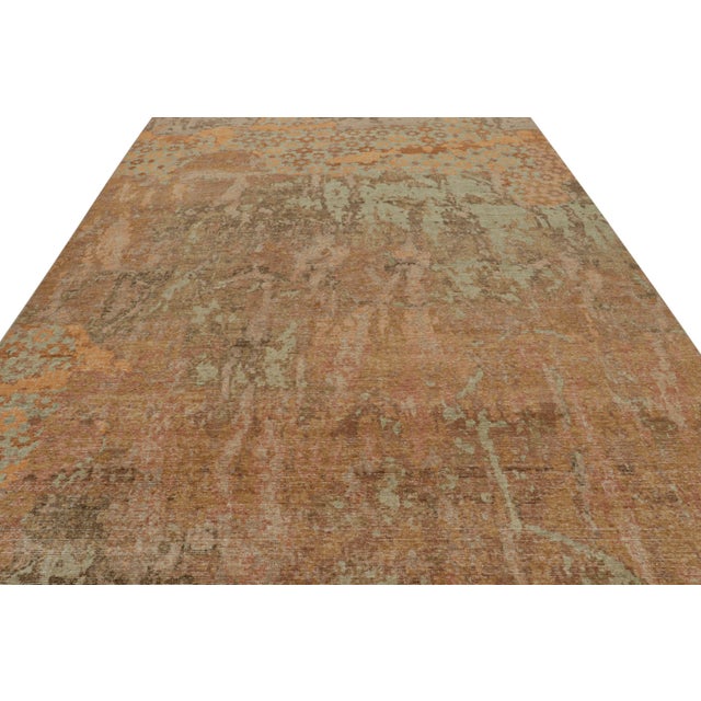 Abstract Rug & Kilim’s Modern Abstract Art Rug With Floral Patterns in Green and Brown For Sale - Image 3 of 6