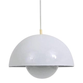 1960's White Danish Flowerpot Pendant Light by Panton for Poulsen For Sale