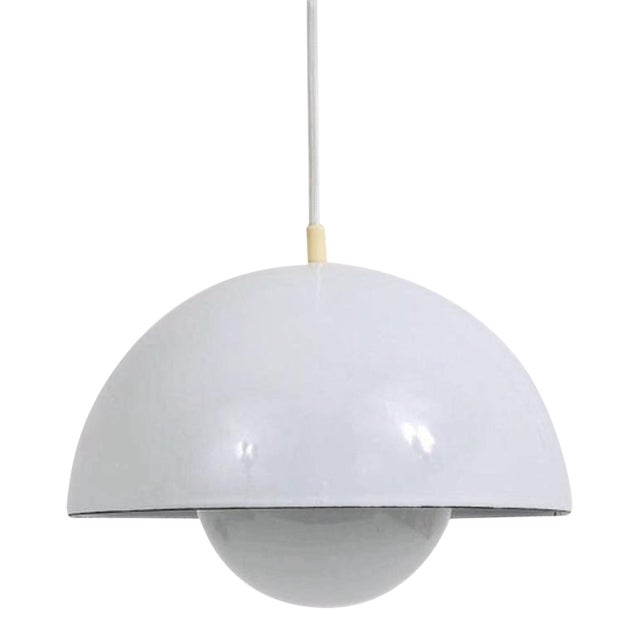 1960's White Danish Flowerpot Pendant Light by Panton for Poulsen For Sale