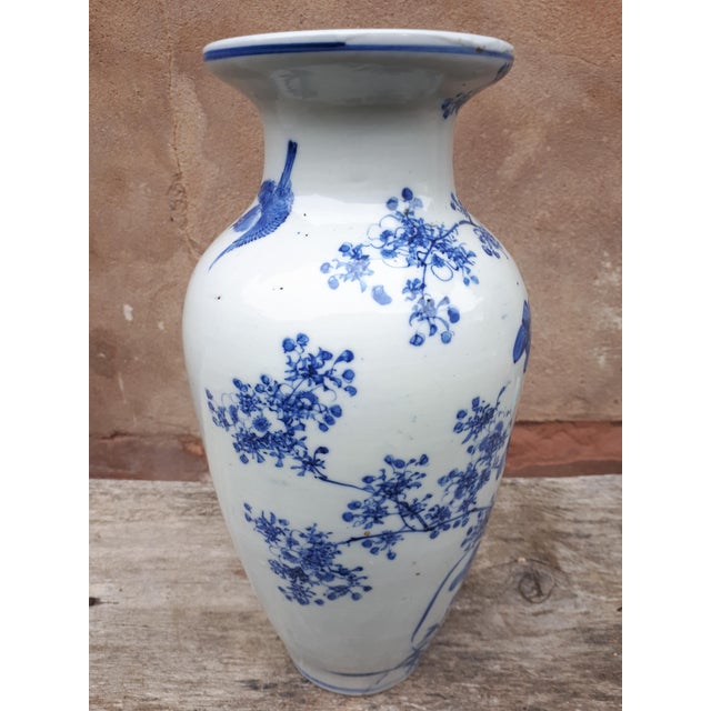Japanese Blue and White Porcelain Vase, Japan For Sale - Image 13 of 14