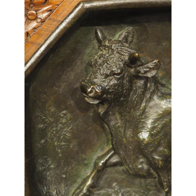 Brown Circa 1860 French Walnut and Bronze Bull Plaques, by Christopher Fratin For Sale - Image 8 of 18