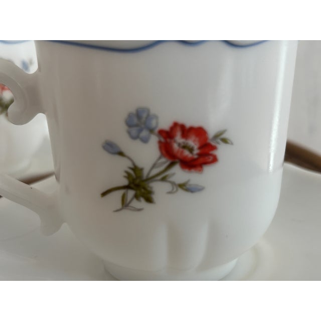 Mid 20th Century French Arcopal Cups and Saucers, Set of Three For Sale - Image 9 of 10