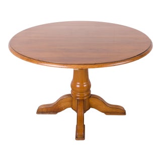 Vintage French Country Style Round Cherry Central Pedestal Dining Table For Sale