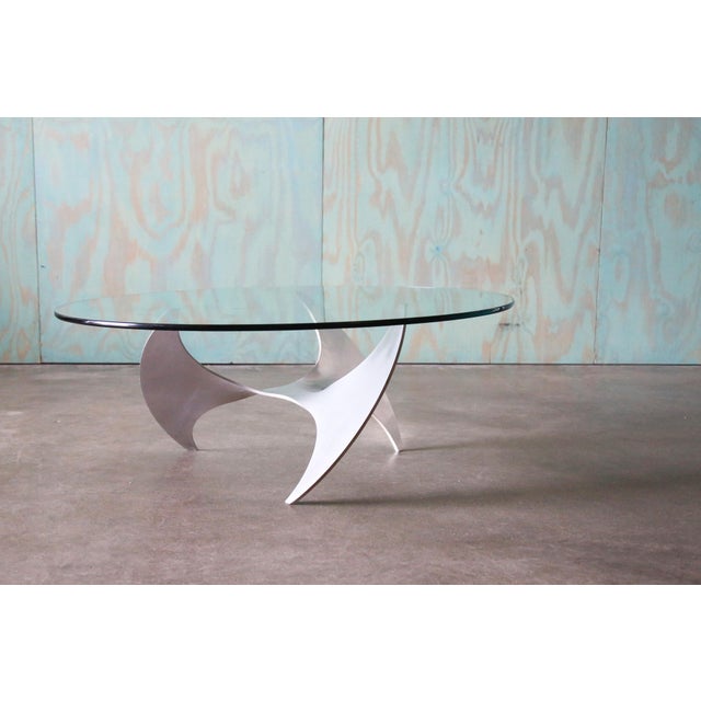 Silver 1970's Propeller Coffee Table by Knut Hesterberg (Attr.) Aluminum and Glass For Sale - Image 8 of 12