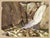 037 - Plein Air-Boulder Falls, CO, 5/26/22 by Judd Mercer | Gouache Painting of a waterfall and rocks For Sale