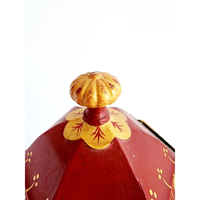 Decorative Tole Painted Chinoiserie Style Ginger Jars - a Pair For Sale - Image 9 of 12