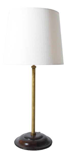 Viennese Brass and Wood Secession Lamp, 1910s