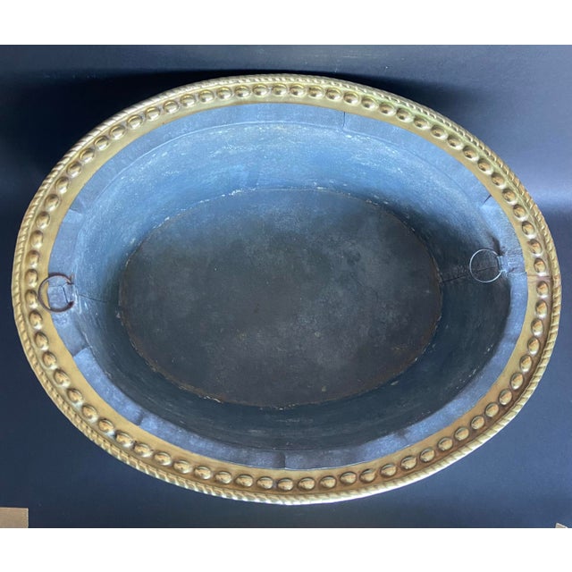 Antique Neoclassical Brass Jardiniere with Lion Head Ring Handles and Claw Feet, 1900s For Sale - Image 5 of 7