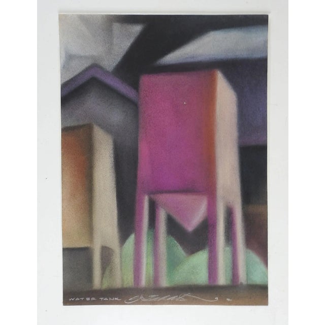 Contemporary Abstract Architectural Pastel Painting For Sale - Image 3 of 3