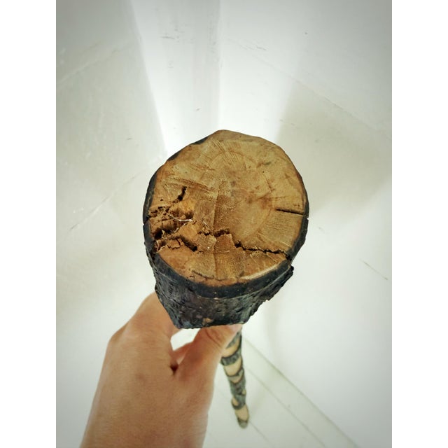 Late 20th Century Vintage Hand-Carved Snake Walking Cane in Wood With Black Spiral Folk Art Design For Sale - Image 5 of 12