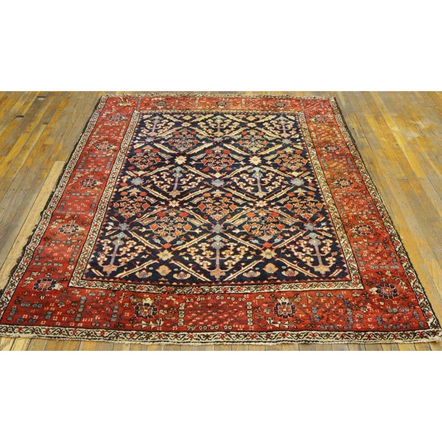 This substantially antique square scatter shows a diagonal long-leaf diamond lattice enclosing two types of small,...