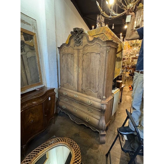 Tan 18th C. Dutch Bleached Oak Linen Press For Sale - Image 8 of 8