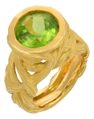 Angela Cummings Vintage 3.50 Carat Peridot 18k Yellow Gold Ring, Size 5.5