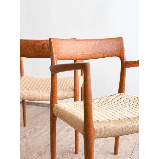 Set of Mid-Century Modern Danish Model 57 Chairs in Teak by Niels O. Møller for JL Mollers Møbelfabrik, 1950 For Sale - Image 6 of 17