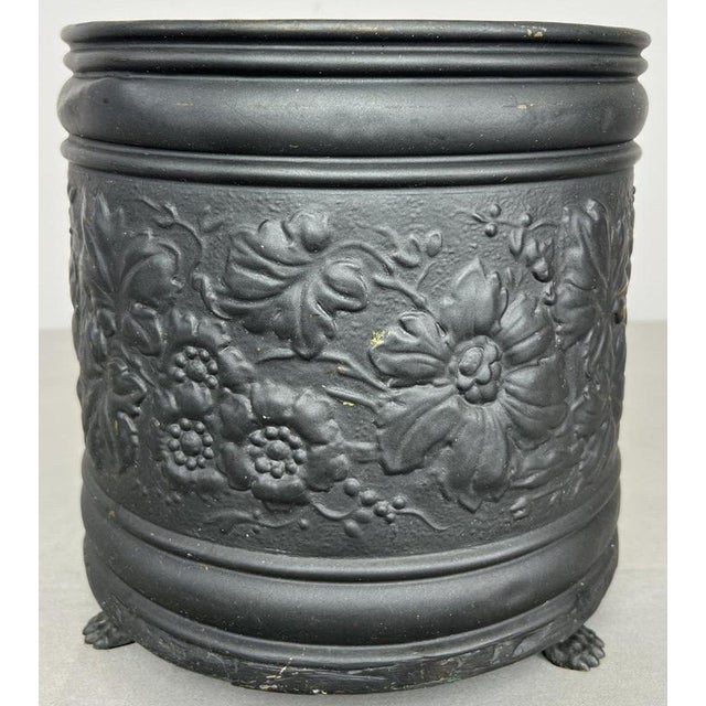 Metal Vintage French Floral Painted Brass Jardiniere For Sale - Image 7 of 18