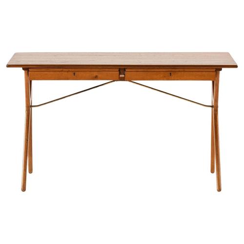 Brown Desk in Brass and Teak, 1950s For Sale - Image 8 of 8