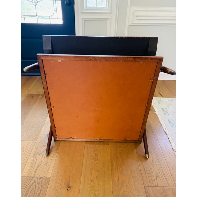 Imperial Furniture Mid-Century Modern Walnut Coffee Table With Woven Cane Shelf For Sale - Image 9 of 14