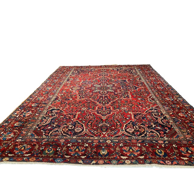 Persian Semi Antique Bakhtiari Hand-Knotted 11' X 14'1'' For Sale - Image 4 of 10