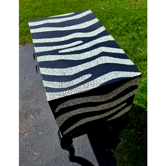 For your consideration is this Postmodeen Zebra Print 2 Door Cabinet Buffet Sideboard Console. If you need something to...