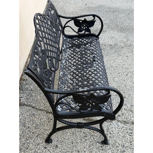 Mid 20th Century Contemporary Art Nouveau Style Cast Aluminum Garden Patio Garden Bench Loveseat For Sale - Image 11 of 15