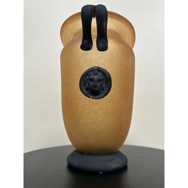 Italian Scavo Style Glass Amphora Vase With Lion Medallions For Sale - Image 16 of 18